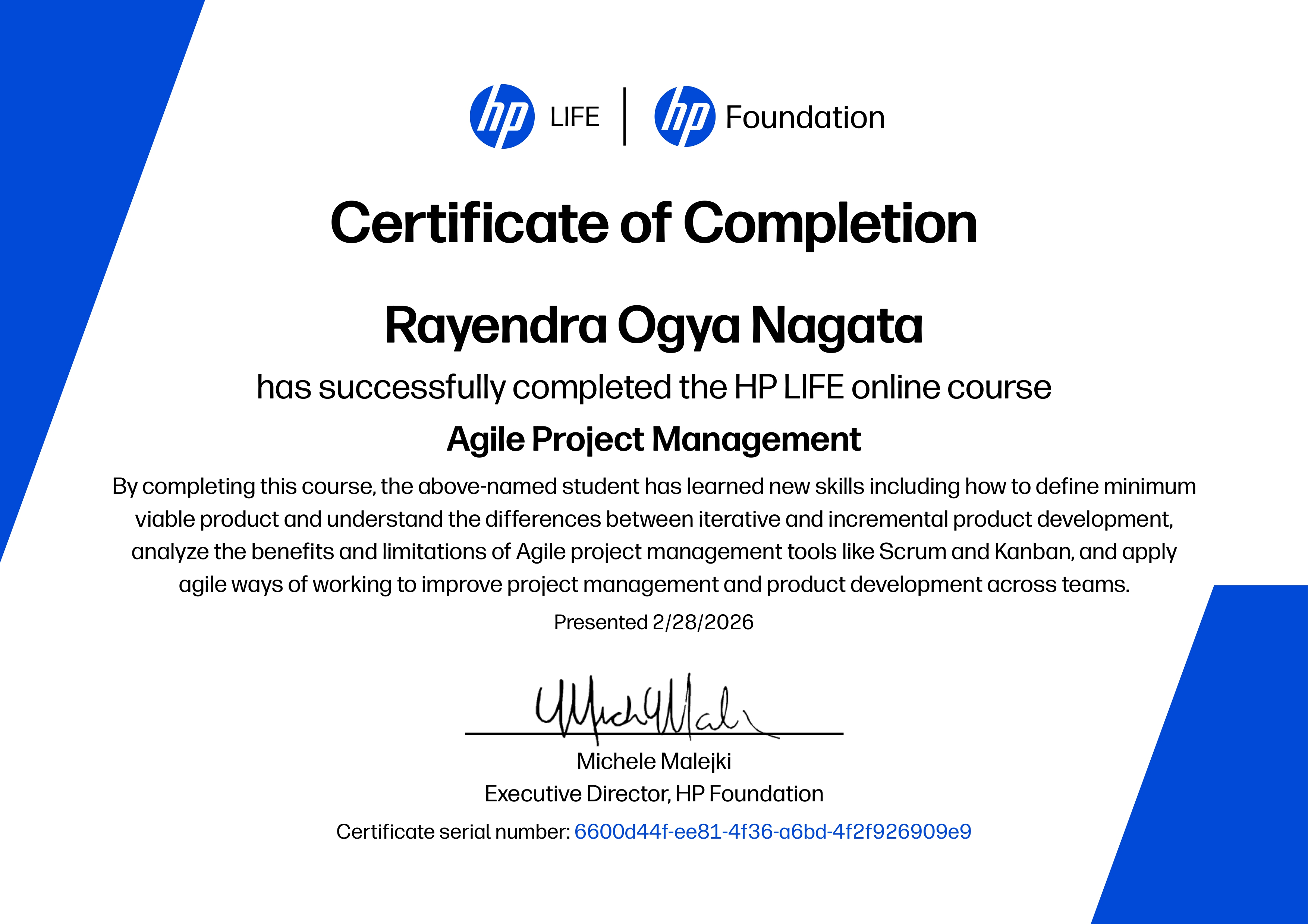 Agile Project Management Certificate